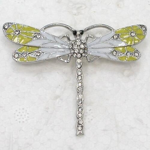 Dragonfly Brooch Clear Rhinestone Enamel Pin brooches C369 A