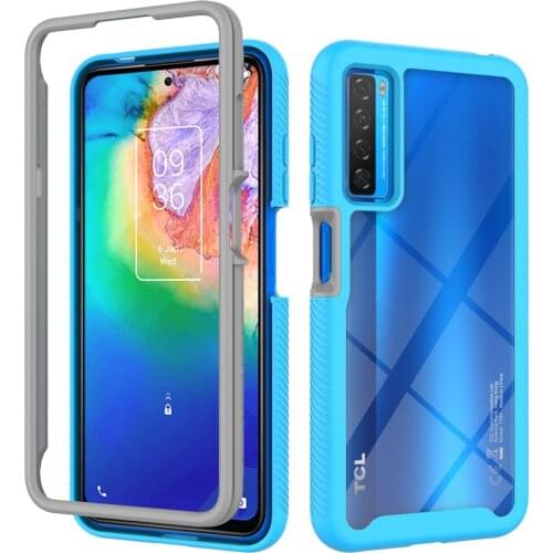 Transparent TPU Back Cover For TCL 20S TCL 20 Pro 5G TCL 10L 2in 1 Shock Absorption Protective Bumper Clear PC Phone Case Shell