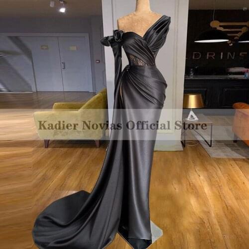 Long Mermaid Black Evening Dresses 2021 One Shoulder Prom Party Dress vestidos de noche