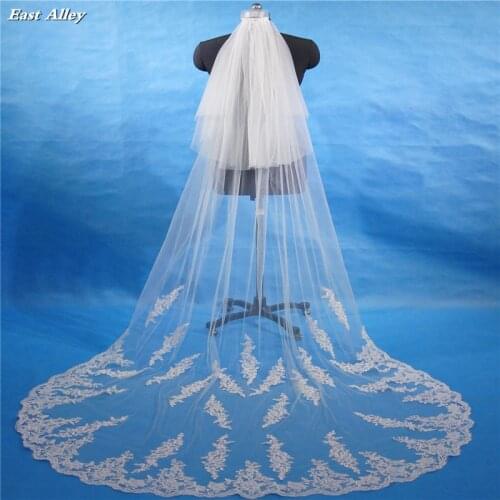 2 layer Lace Bridal Veil Cathedral Veil 3M Wedding Veil White /Ivory Veil