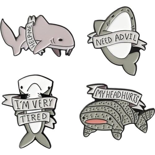 Whales And Dolphins Lapel Pins Enamel Badges Cute Cartoons Shark Anime Brooches For Women Mini Decorative Pins Brooches Badges