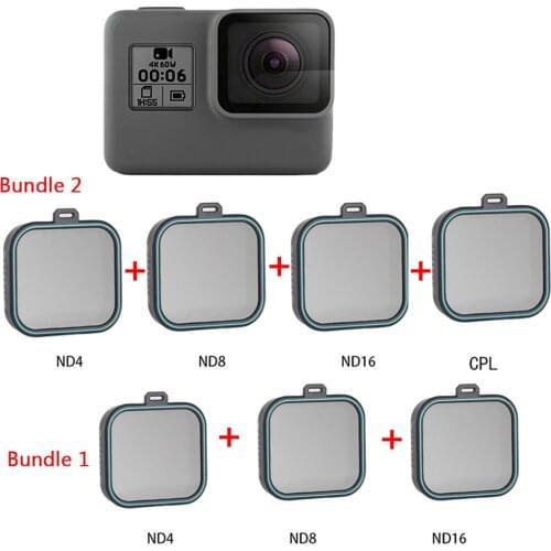 ND Lens Filter for Gopro Hero 5 Hero 6 Hero 7 Action Camera 4 pack Fiter Set Protector (ND 4 8 16) + CPL Filter Kit for Gopro