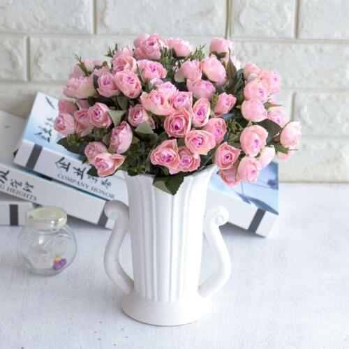 1 Bouquet Artificial Flower Eco-friendly Anti-fade Plastic Simulation Rose Flower Decor for Wedding