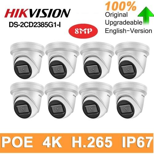 10 PCS Hikvision Original DS-2CD2385G1-I 8MP 4K IP Camera PoE Dome Security Home H.265 Security Camara CCTV Surveillance SD Card