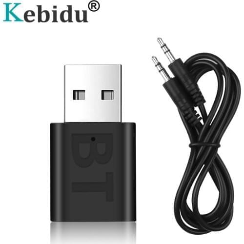Kebidu Car 3.5mm AUX Stereo Music Bluetooth 5.0 Audio Receiver For Car PC Headphone USB Wireless Adapter No Transmitter NT-AW001