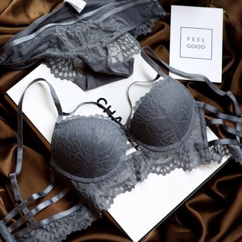 ABCD Cup Hollow Out Full Lace Bra Set Big Size Women Sexy Underwear Fashion Push Up Thin Thick Ladies Lingerie Girls Intimates