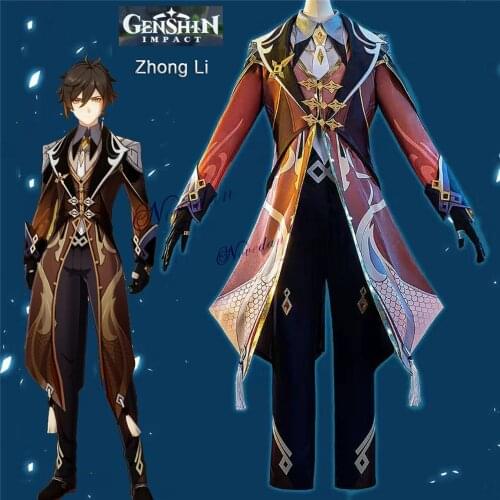Anime Game Genshin Impact Zhongli Cosplay Costume Zhong li Cosplay Genshin Impact Cosplay Halloween Costume