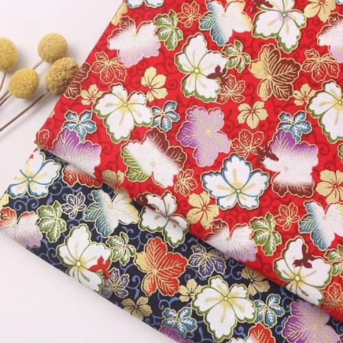 Red,Navy Blue Japanese Bronzing Cotton Fabric Cloth For DIY Patchwork Sewing Clothing And Accessories Needlework
