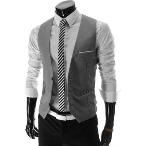 2020 Hot Men Formal Dress Suit Vests Slim Fit Men Suit Vest Male Wedding Party Waistcoat Homme Casual Business Jacket