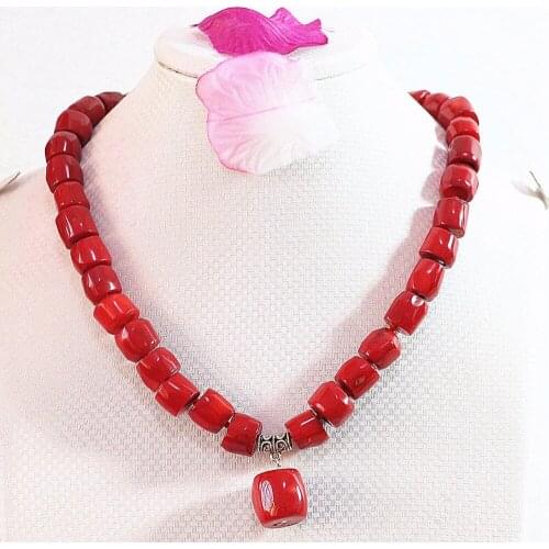 Natural red coral 10-15mm irregular beads pendant chain strand necklace for women new fashion diy choker jewelry 18inch B725