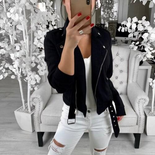 Autumn Plus Size Women Jacket Slim Turn-down Collar Long Sleeve Zipper Jackets Winter Short Female Coat Womens Jackets 2019
