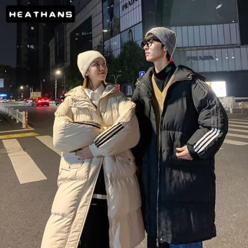 Down Cotton Padded Coats Mens Winter Warm Keep Long Down Jackets Male Korean Loose Windproof Padded Jacket Couple Hooded Parkas