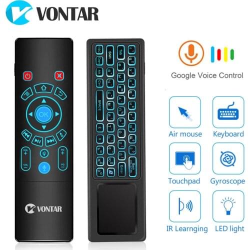 VONTAR T8 Plus Backlit 2.4GHz Air mouse Wireless Keyboard & touchpad Voice iRemote Control for Android TV Box mini PC Projector
