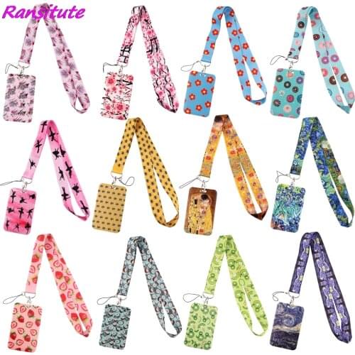 Ransitute R1873 Starry Sky Oil Painting Art Fashion Lanyard For Keys ID Card Gym Phone Strap USB Badge Holder DIY Lariat Lanyard