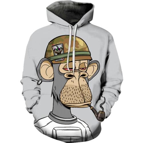 New 3D Printed Novelty Bored Ape Men Women Oversized Hoodies Fashion Casual Anime Streetwear Kids Boy Girl Hooded Sweatshirts
