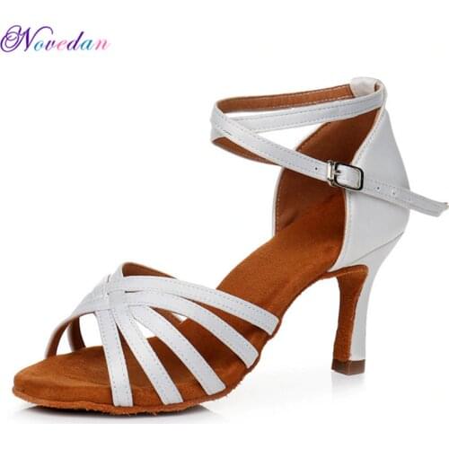 New White Satin Ballroom Professional Latin Dance Shoes For Women/Girls/Ladies Party Tango&Salsa High Heeled Indoor Dancing