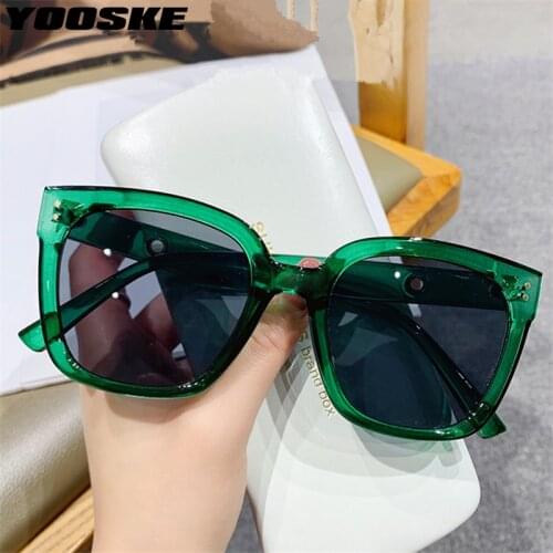 YOOSKE Vintage Square Sunglasses Women Men Brand Designer Oversized Sun Glasses Ladies Retro Unique Temple Points Eyewear UV400