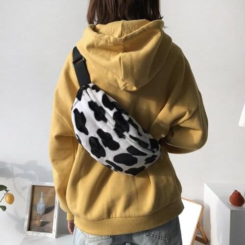 2021 Women Japanese Korean japanese Chest Bag Simple Casual Versatile Shoulder Messenger Crossbody Bag Cow Pattern Waist Bag