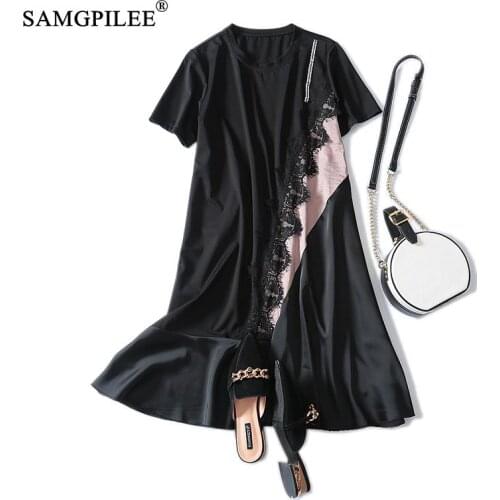 Dresses Summer 2020 Woman Office Lady Dress Plus Size Asymmetrical Patchwork Short Sleeve Ruffles O-neck Summer Dress For Women