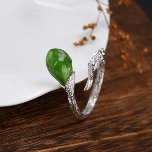 Anel Feminino Sale Women Jasper 2018 New S925 Pure Natural Tian Tulip Opening High-grade Sterling Lady Rings Wholesale