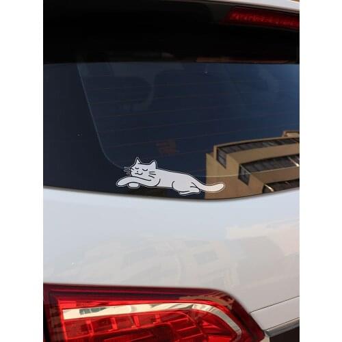 ZTTZDY 17.1x5.9CM Car Sticker Sleeping cat Vinyl Decal Bike Motorcycle Black/Silver ZJ4-0022