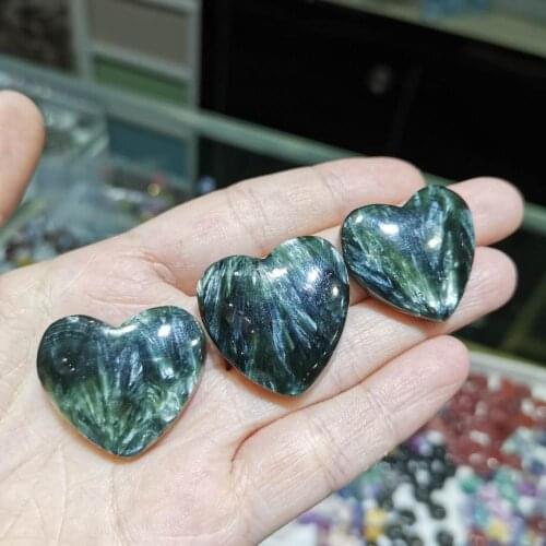 1pc Natural Green Seraphinite Necklace Pendant Crystal Heart Gemstone Fashion Jewelry