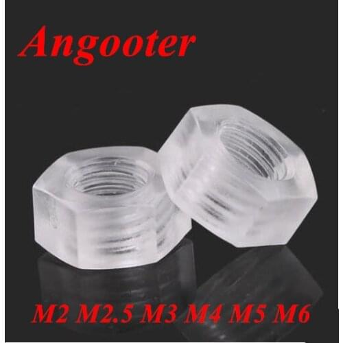 100pcs DIN934 M2 M2.5 M3 M4 M5 M6 M8 Plastic Acrylic Transparent Nut Polycarbonate PC Clear Hexagon Nut Hex nuts