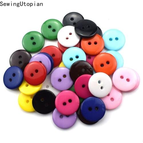 100PCS Resin Sewing Clothes Colorful Buttons Plastic Scrapbooking Round Two Holes Botones Bottoni Botoes 9,11,15,20mm