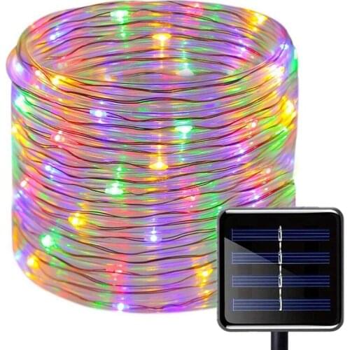 100 LEDs Solar String Light Waterproof Rope Tube Lights Outdoor Garden Tree Lamp