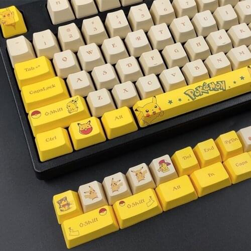 134 Key Pikachu Keycap PBT Sublimation OEM Height Mechanical Keyboard Keycap for Cherry 6.25X MX Switch 61/64/87/96/98/104/108