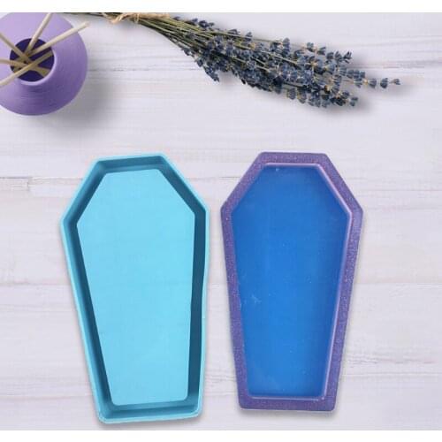 13MC Halloween Coffin Storage Box Epoxy Resin Mold Tray Serving Plate Silicone Mould
