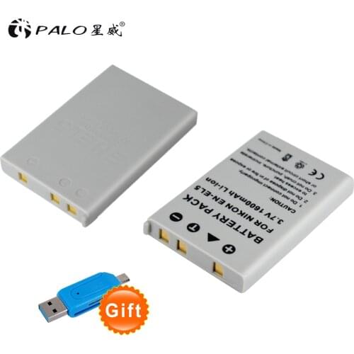 2pcs PALO camera battery 3.7v 1600mah li ion EN-EL5 EL5 rechargeable battery for NIKON P500 P5100 P520 P6000 S10 COOLPIX_P100