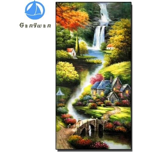Full Diamant Embroidery Scenic Waterfall 5D DIY Diamond Painting rural cabin pattern Cross Stitch big Home Decor Handicraft Art