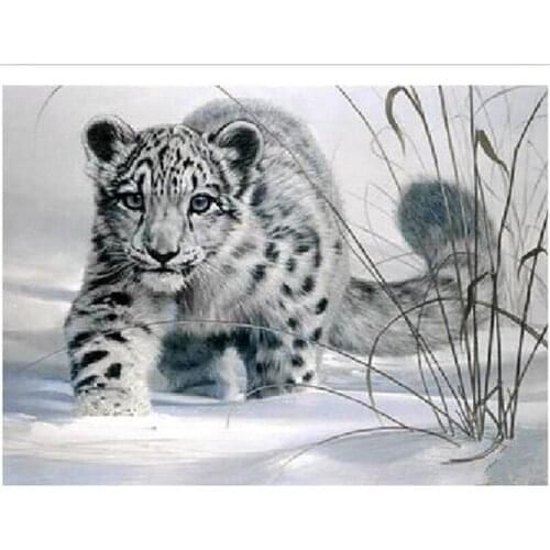 Diamond Mosaic 5D Diy Diamond Embroidery Snow Walking In The Leopard Diamond Painting Cross Stitch Floral Rhinestone Decoration