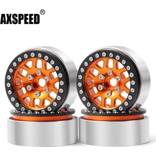 AXSPEED Metal Orange 1.9 Inch Beadlock Wheel Rims Hubs for Axial SCX10 CC01 TRX-4 1:10 RC Crawler Car Upgrade Parts
