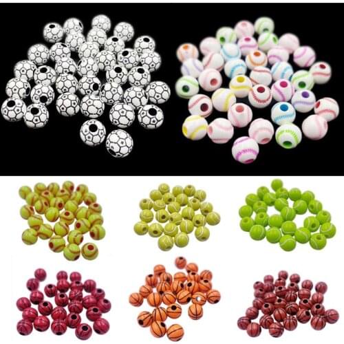 10Pcs 12mm Basketball Football Loose Beads DIY Jewelry Making Wholesale Necklace Bracelet Pendant