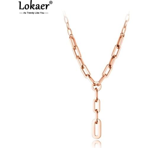 Lokaer Hiphop/Rock Titanium Stainless Steel Geometry Charm Pendant Necklace For Women Girls Trendy Chain & Link Necklace N20303