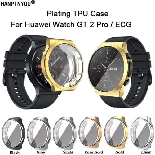 Full Cover Soft Silicone TPU Plating Watch Case For Huawei Watch GT 2 Pro / ECG Smartwatch Protective Screen Protector Shell