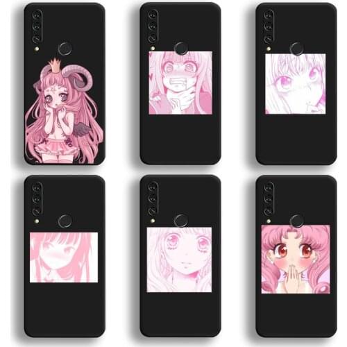 Hot Pink Manga Cute Japanese Anime Girl Phone Case Huawei Y6P Y8S Y8P Y5II Y5 Y6 2019 P Smart Prime Pro