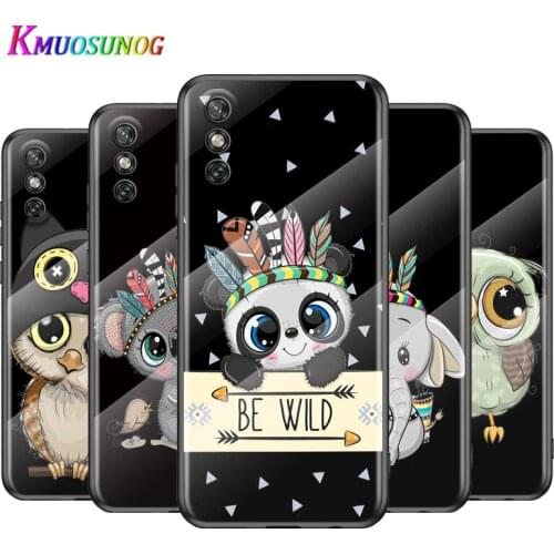 Cute Cartoon Animals For Huawei Y6 Y7 Y9 Y5P Y6P Y8S Y8P Y9A P Smart Z 2019 2020 2021Tempered Glass Cover Phone Case