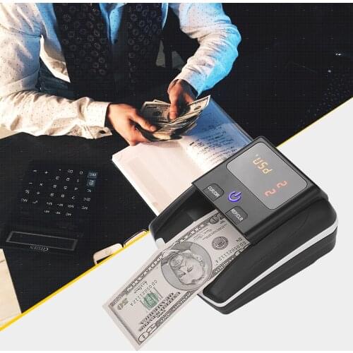 Banknote Bill Detector Denomination Value Counter UV/MG/IR Detection with Battery Currency Casher Check Machine for USD EURO