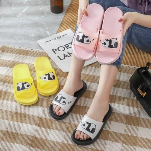 Cartoon Panda Indoor and Outdoor Woman Home Slippers Men Fashion New Soft Bottom Bathroom Bath Dormitory Slippers