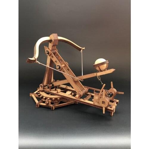 Rotary trebuchet ancient chariot model retro handmade ornaments crafts wooden stereo parent-child assembly