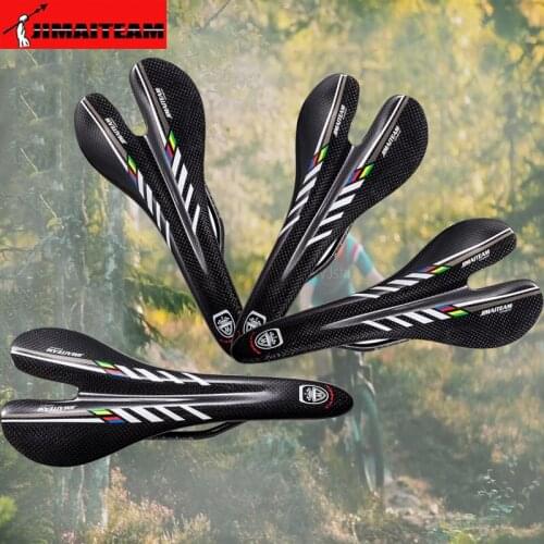 JIMIATEAM Full carbon fiber cushion for bicycle Arc hollow bicycle seat titanium arch saddle 3k bright mountain road bike saddle