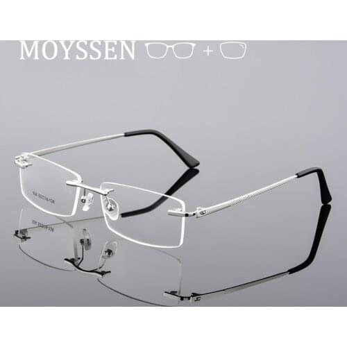 Classic Business Men Myopia Presbyopia Prescription Rimless Glasses Light Alloy Formal Rectangular Frameless Eyeglasses For Male
