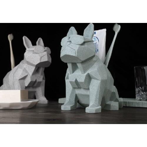 Creative Cute Dog Sandstone Electric Toothbrush Holder Bathroom Accessories Supplies Glass Gargle Cup with Tray Three-piece Suit