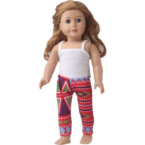 Summer New Pattern Simple Sling Leisure Suit Fit 18 Inch American&43cm Baby New Born Doll Clothes Accessories Girls' toys