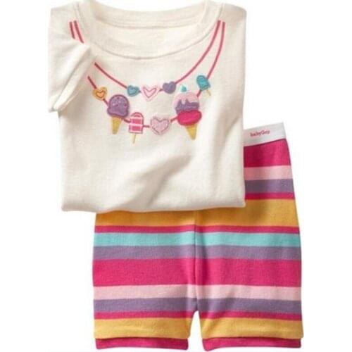 Summer Pijamas Shorts Sleeve Tee Clothes Cotton Sleepwear Kids Cartoon Pyjama Children Baby Girls Pajamas Nightwear