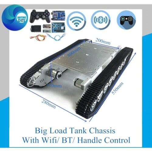 Wifi Control Metal Tank Chassis Handle Control 4-motor Robot Crawler Track Chain Car Vehicle Mobile Platform Heavy Load T800