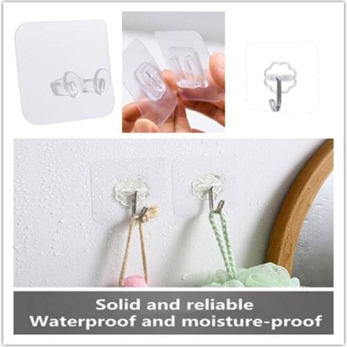 20Pcs Multifunctional Punch-free Strong Transparent Hook Double-sided Adhesive Wall Kitchen Bathroom Storage Organizing Tool